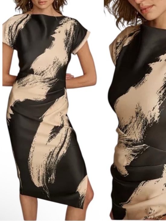 Donna Karan Dresses & Skirts - Donna Karen New York Brushstroke Scuba Sheath Dress Size 8